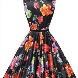 GRACE KARIN Women Retro Cocktail Party Dress Fit and Flare Size Floral